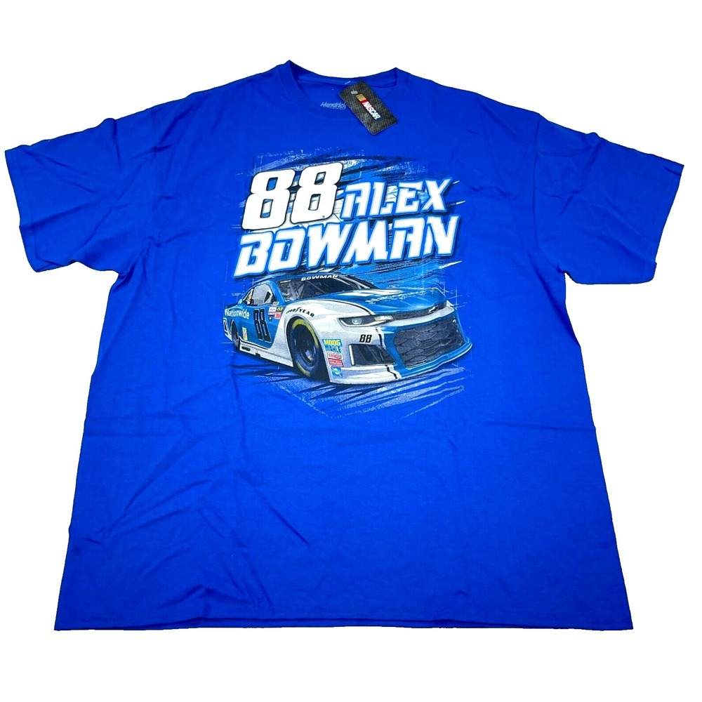 Nascar Shirt Men XXL Blue Alex Bowman Tee Two Sided Nation Wide Racing Car